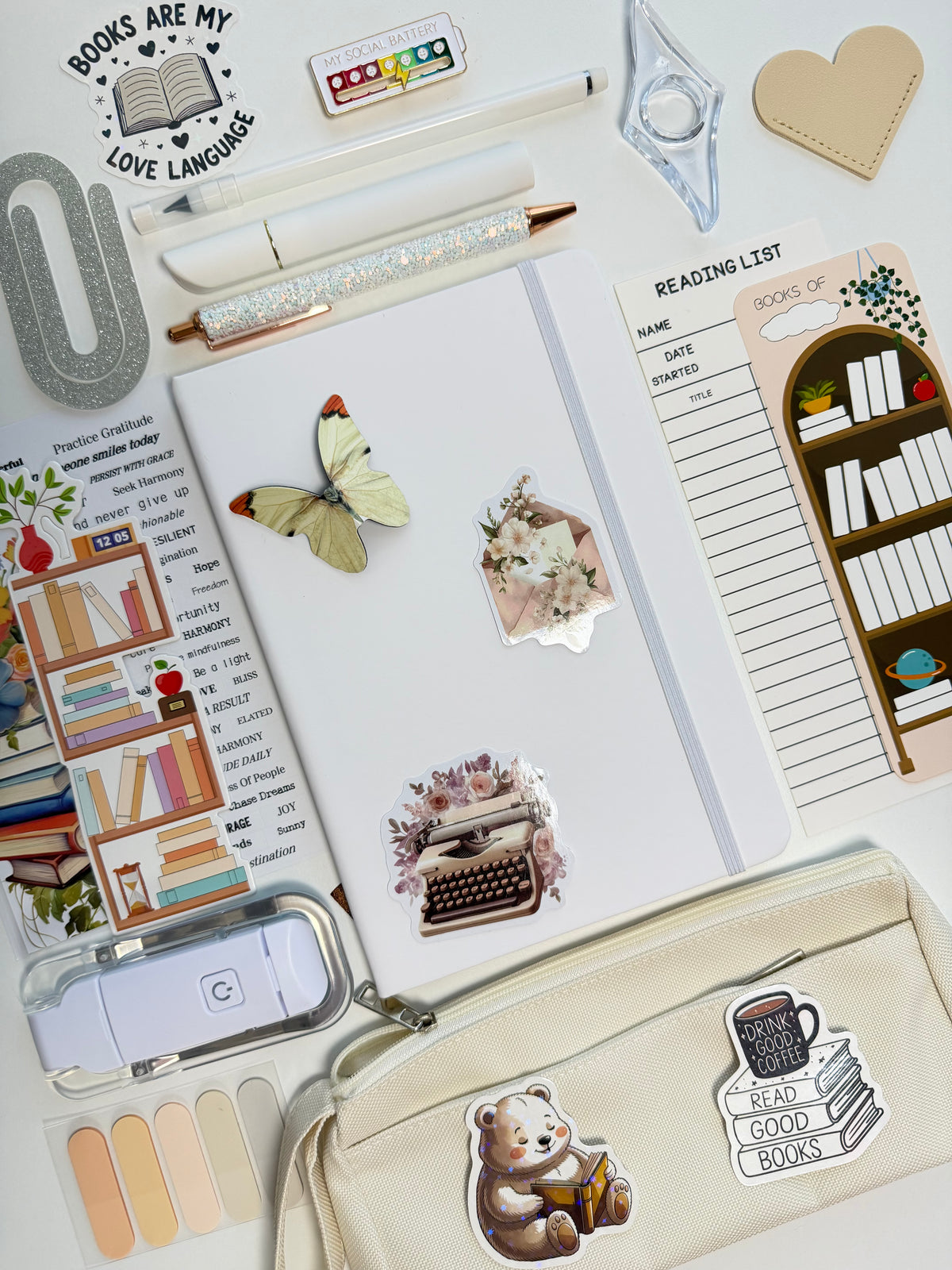 White Bookish-pakke — A5-notatbok