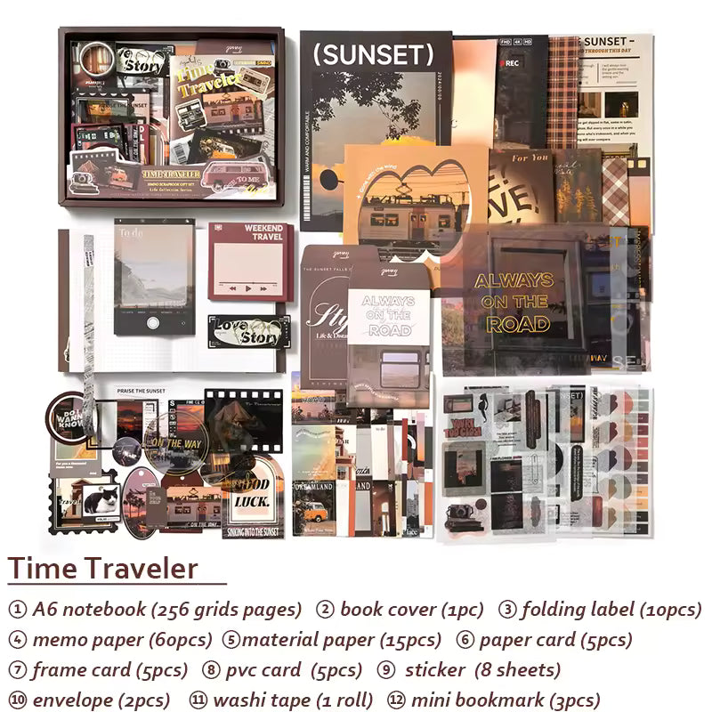 Vintage Avonturen Scrapbook Kit Set – Egypte, Ruimte, Reizen, Museum, Wilde Westen
