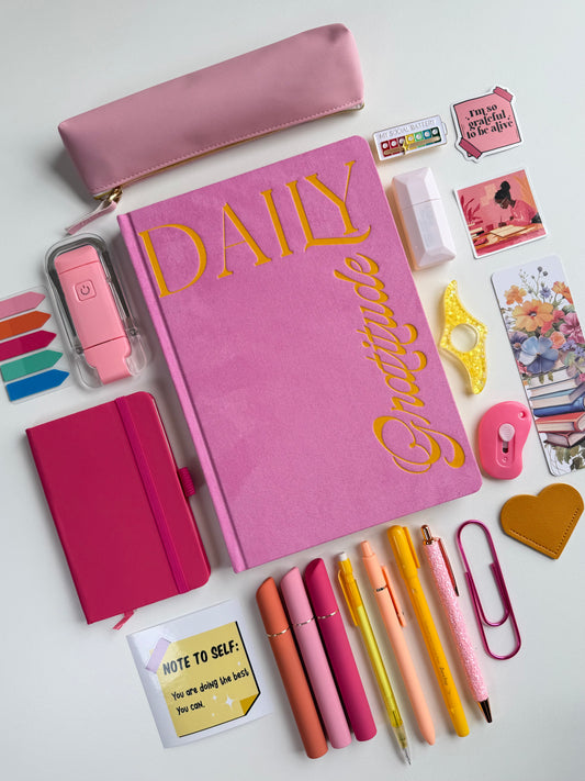 Gratitude Bookish Bundle | Morning Journal Set | Aesthetic Stationery Kit for Book Lovers
