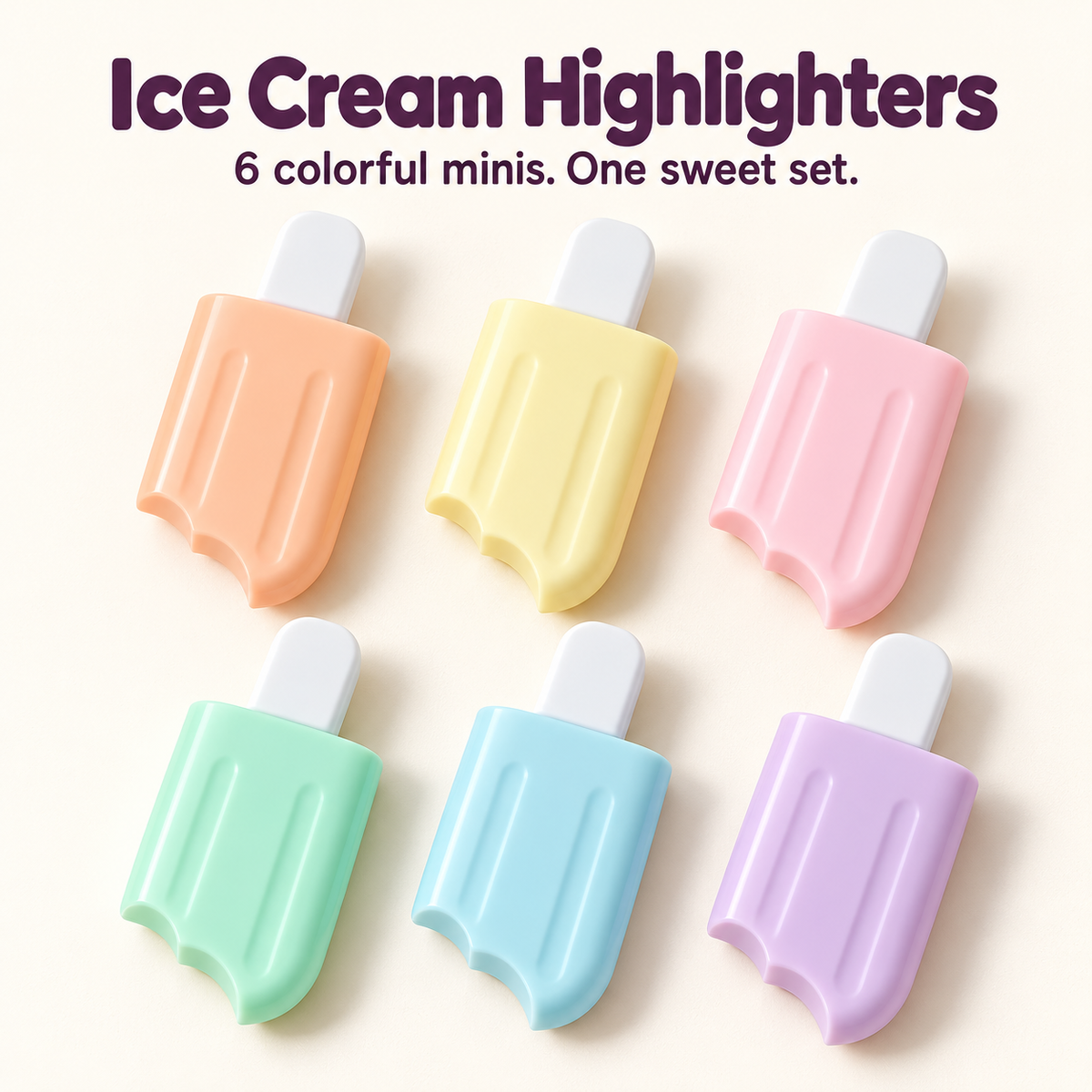 Sada mini zvýrazňovačů Ice Cream - 6 roztomilých zvýrazňovačů ve tvaru nanuku