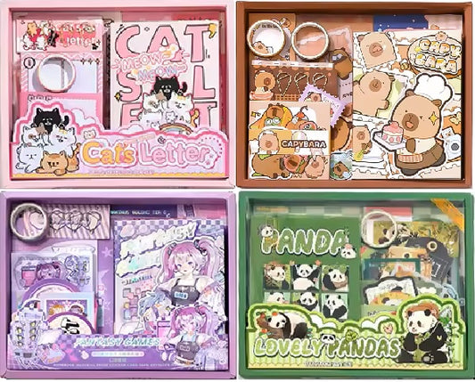 Uroczy zestaw do scrapbookingu Kawaii – kot, kapibara, fantastyczne anime i panda, materiały do prowadzenia dziennika (4 style)