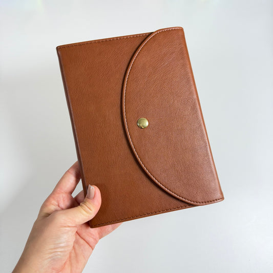Brown Leather Journal with Button Closure
