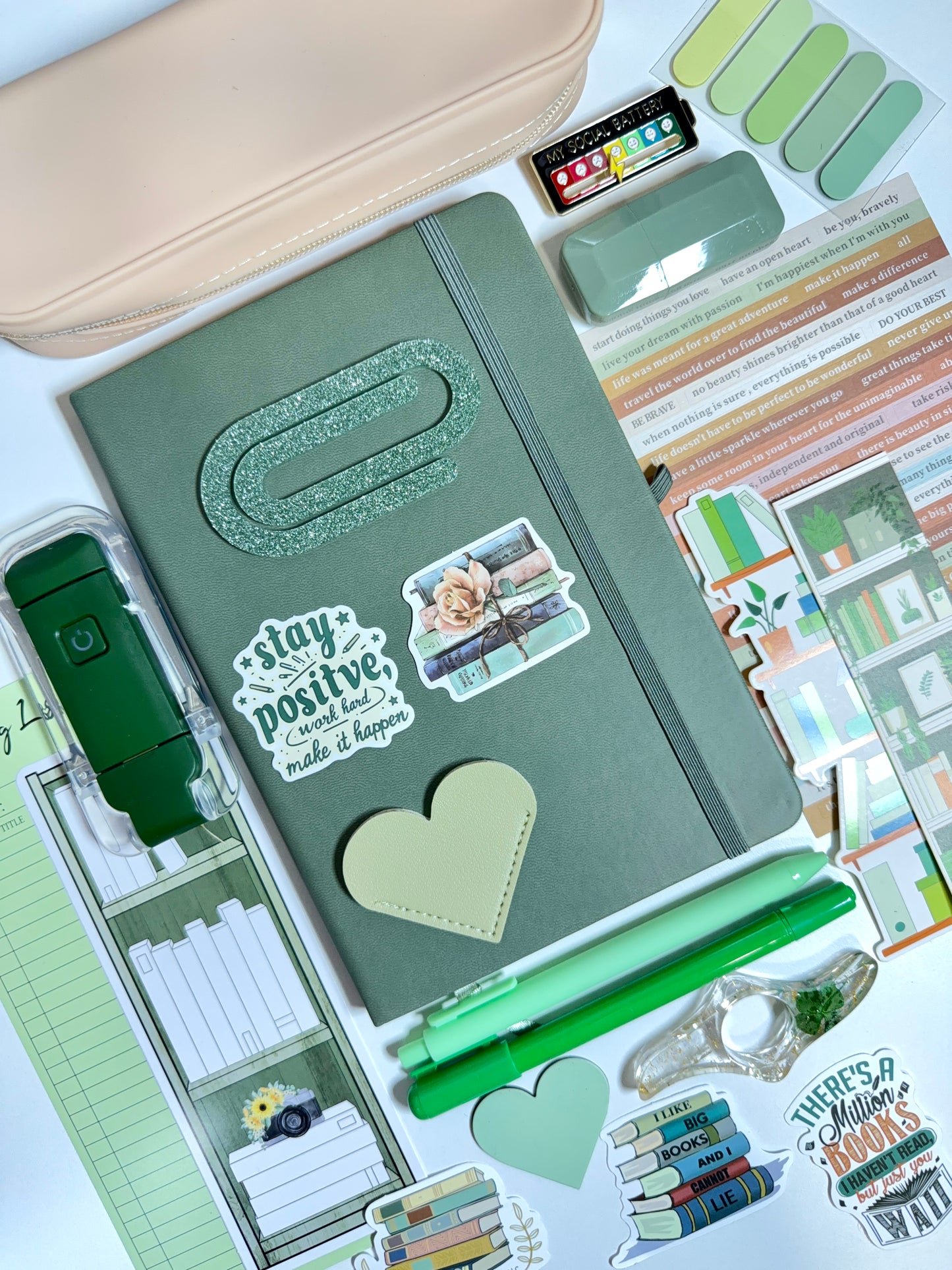 Sage Green Bookish Bundle — A5 Notebook