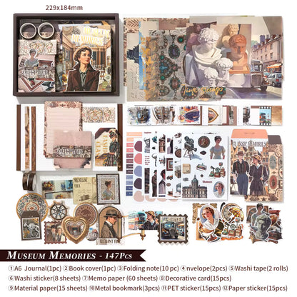 Vintage Avonturen Scrapbook Kit Set – Egypte, Ruimte, Reizen, Museum, Wilde Westen