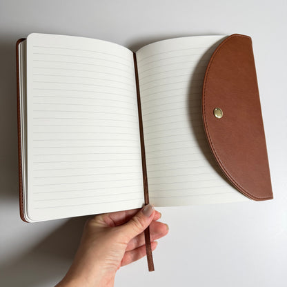 Brown Leather Journal with Button Closure