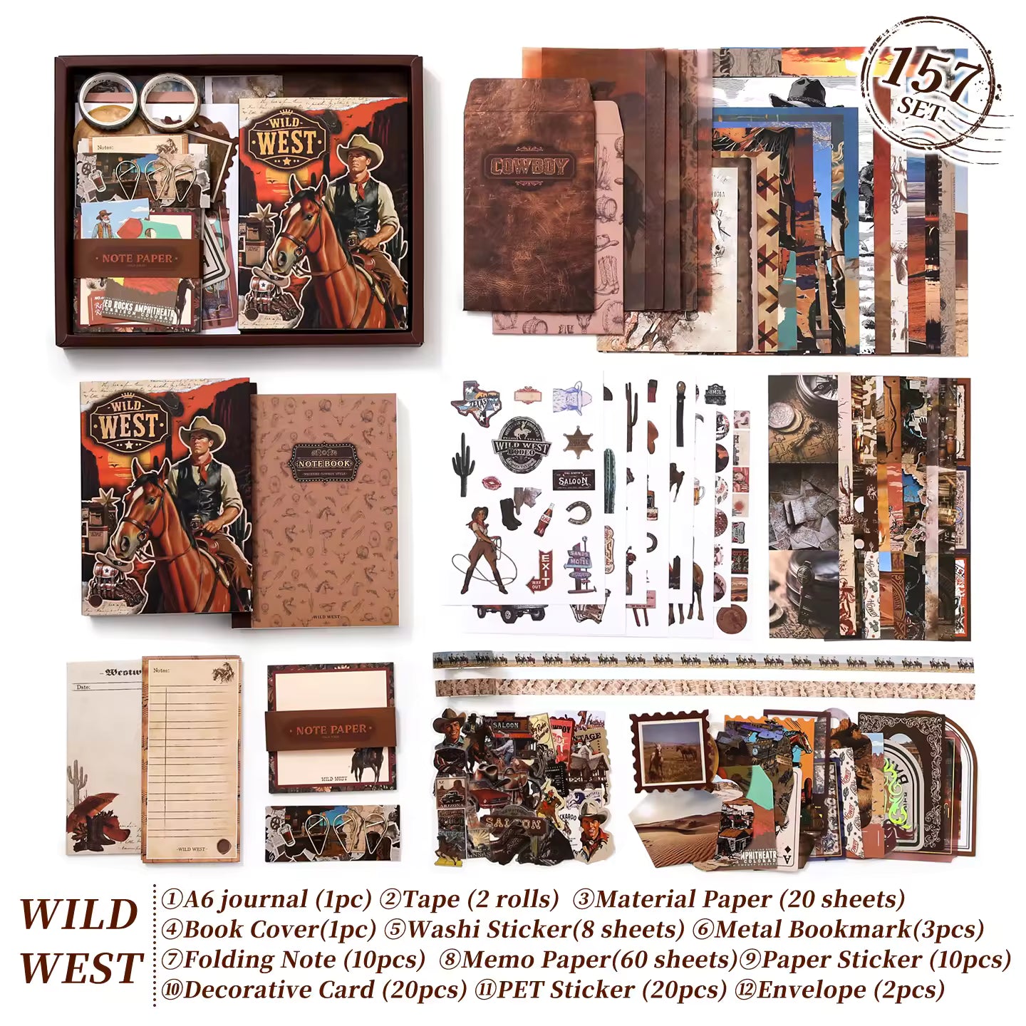 Vintage Avonturen Scrapbook Kit Set – Egypte, Ruimte, Reizen, Museum, Wilde Westen