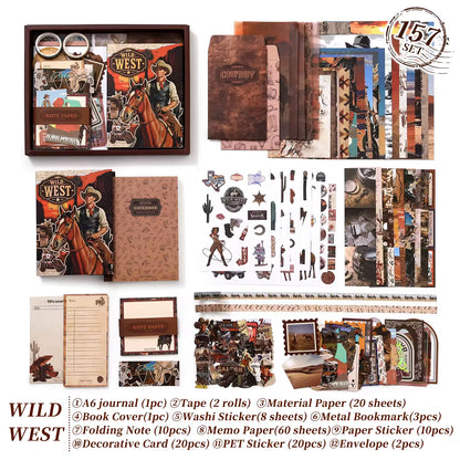 Vintage Avonturen Scrapbook Kit Set – Egypte, Ruimte, Reizen, Museum, Wilde Westen