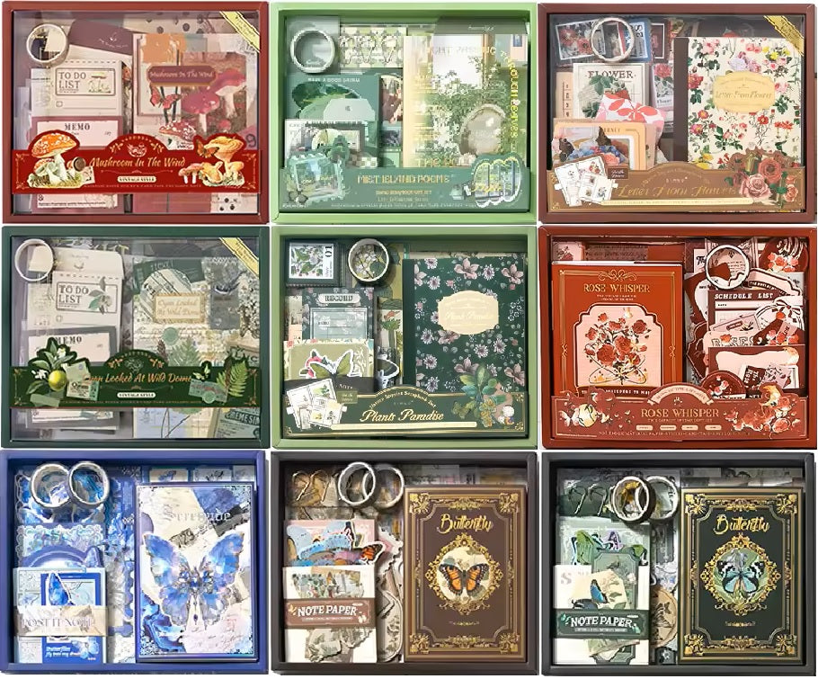 Aesthetic Scrapbook Kit – Nature, Floral & Butterfly Journaling Set (9 Designs)