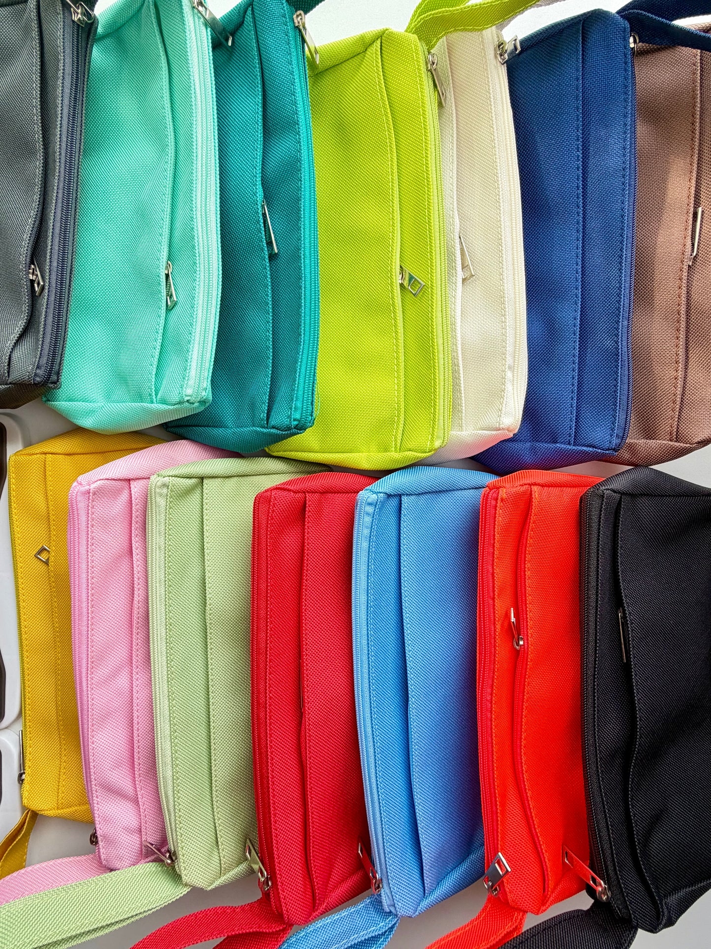 Fabric Pencil Case with Handle — Double Zipper Pockets