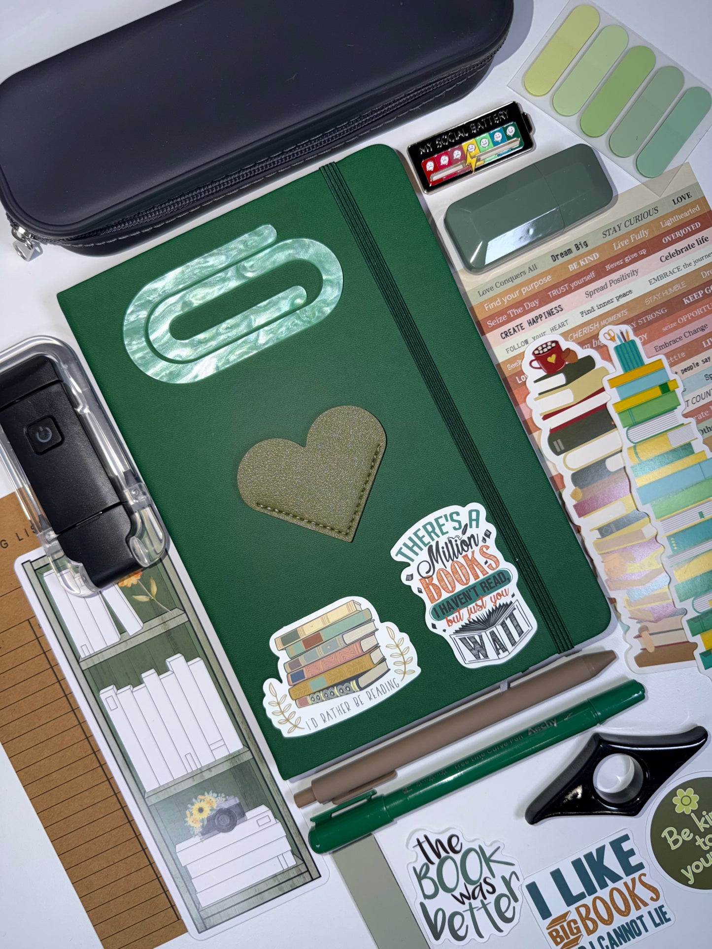 Dark Green Bookish Bundle — A5 Notebook