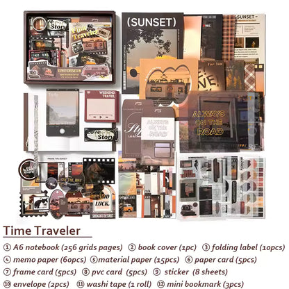 Vintage Avonturen Scrapbook Kit Set – Egypte, Ruimte, Reizen, Museum, Wilde Westen