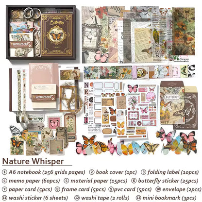 Aesthetic Scrapbook Kit – Nature, Floral & Butterfly Journaling Set (9 Designs)