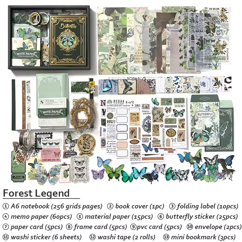 Aesthetic Scrapbook Kit – Nature, Floral & Butterfly Journaling Set (9 Designs)