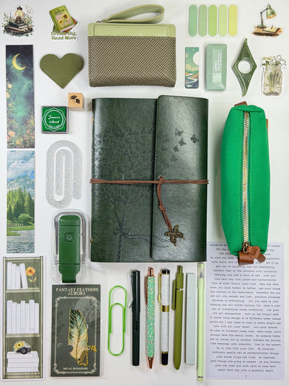Set de regalo vintage verde para amantes de los libros