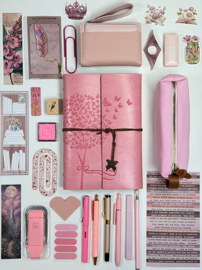 Vintage roze boekliefhebbers cadeaupakket