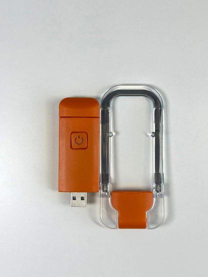 Genopladelig USB læselampe med klemme - orange