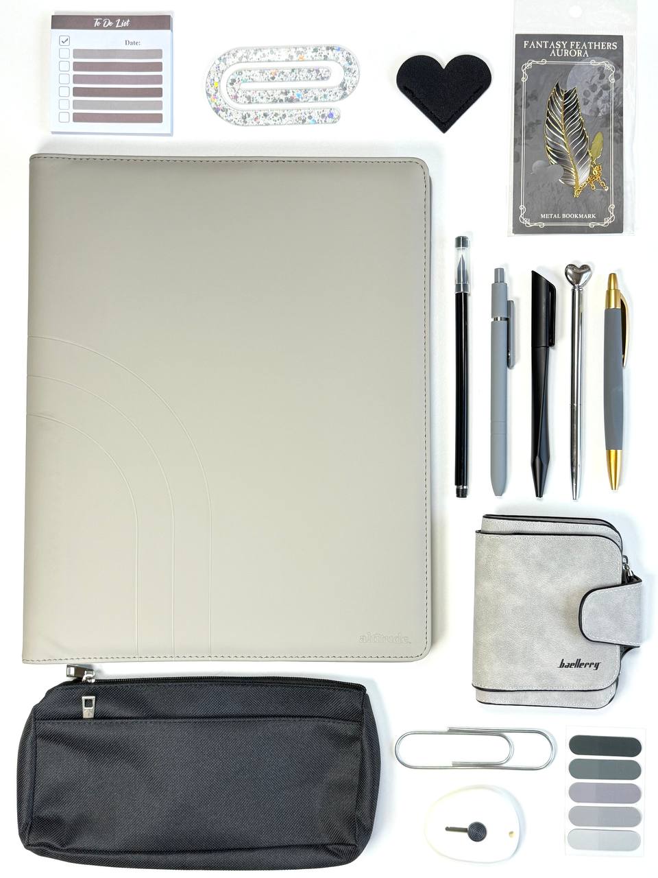 Set de regalo de papelería con portafolios A4 gris