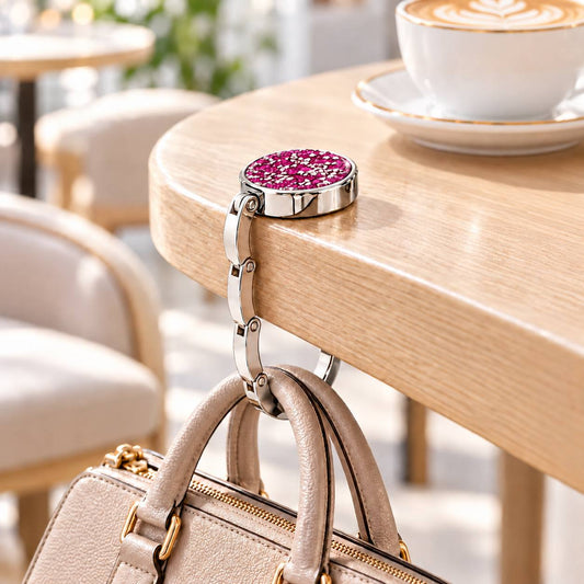 Sparkling Foldable Purse Hook – Portable Table Bag Hanger