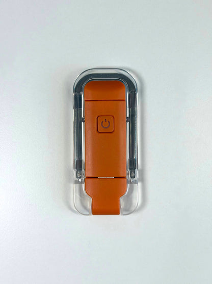 Genopladelig USB læselampe med klemme - orange