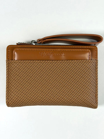 Cartera de muñeca y tarjetero desmontable marrón