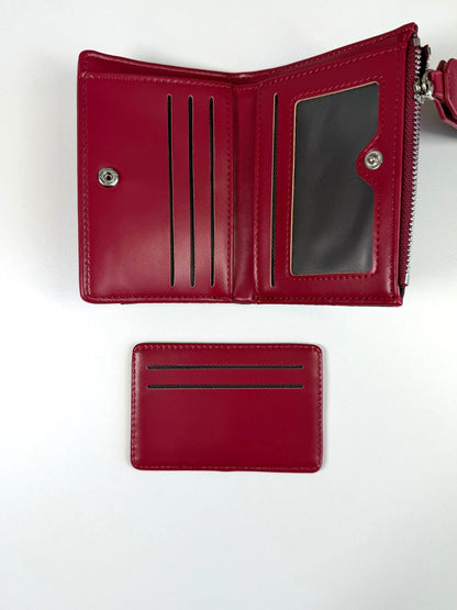Cartera de muñeca y tarjetero desmontable burdeos