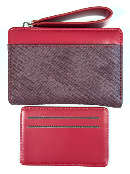 Cartera de muñeca y tarjetero desmontable burdeos