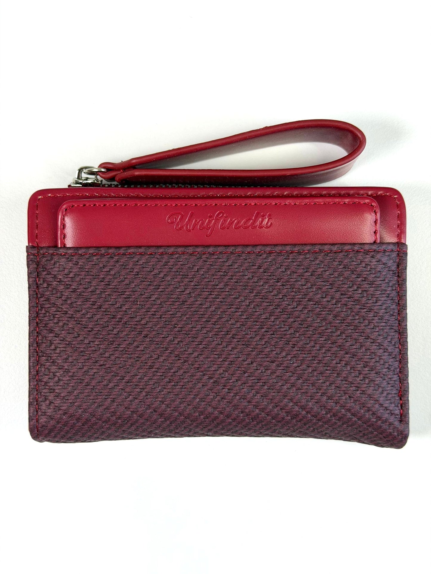 Cartera de muñeca y tarjetero desmontable burdeos